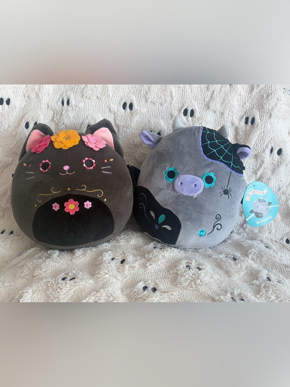 Squishmallows Bridgette Halloween bat cow & bambalina the cat 8”